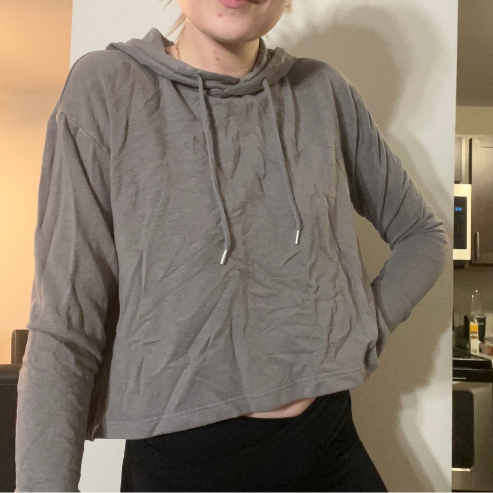 Grey Cropped Hoodie